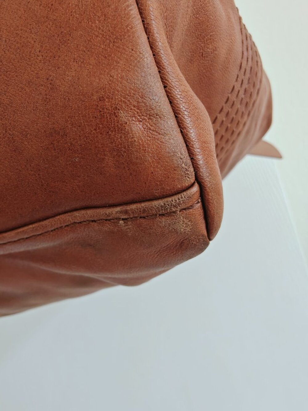 Frye Samantha Quilted Cognac Leather Tote Satchel Shoulder Bag - Picture 14 of 16
